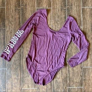 Victoria’s Secret PINK Dark Maroon Logo Bodysuit L